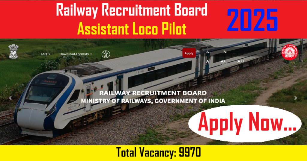 RRB ALP 2025 Releases 9970 Vacancies